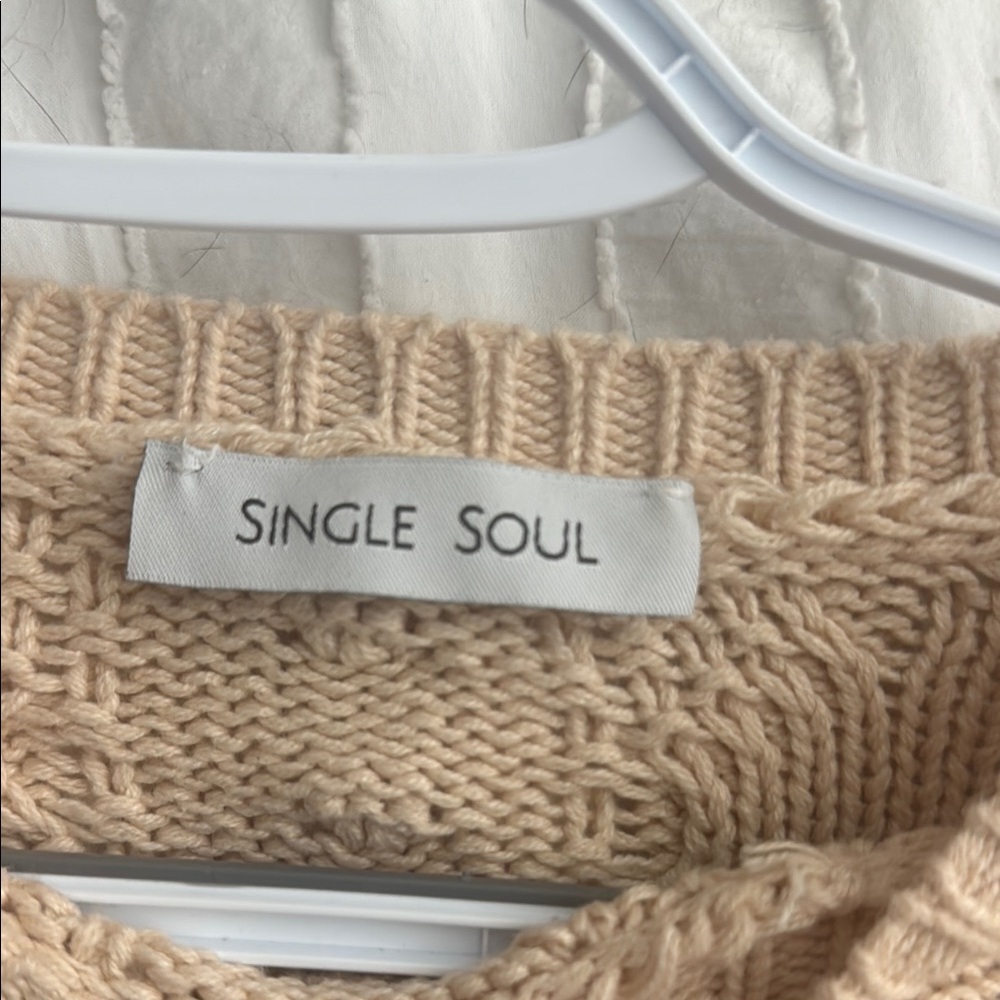 Cable Knit Cream Sweater - Picture 2 of 3
